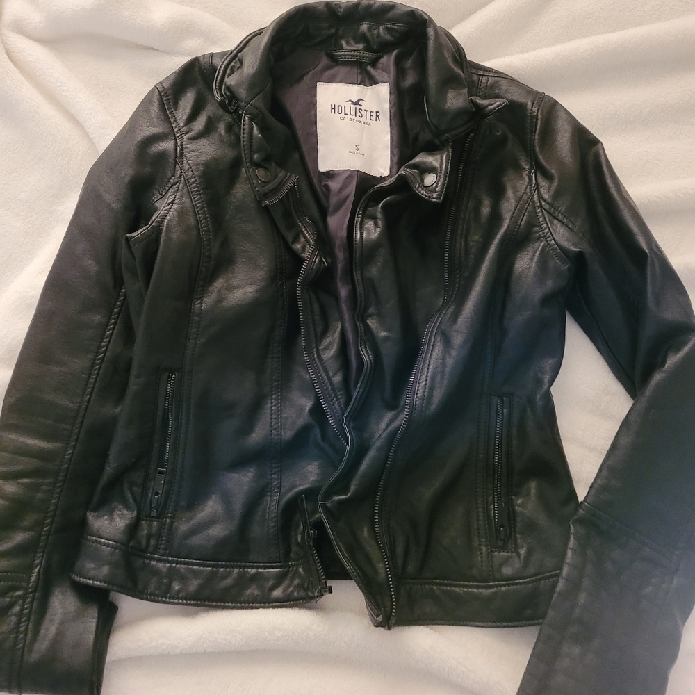 Black Hollister leather jacket
